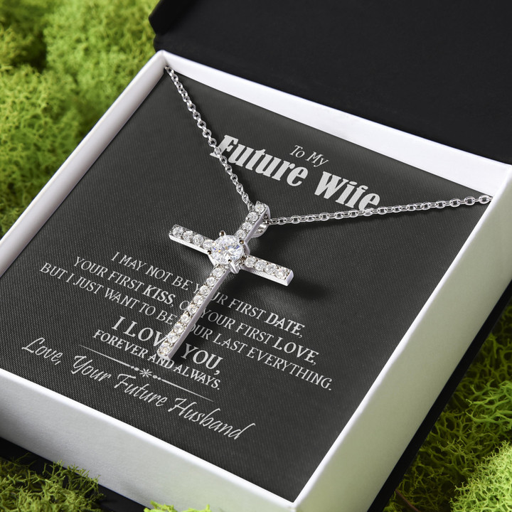 Gift For Wife Future Wife I Love You CZ Cross Necklace