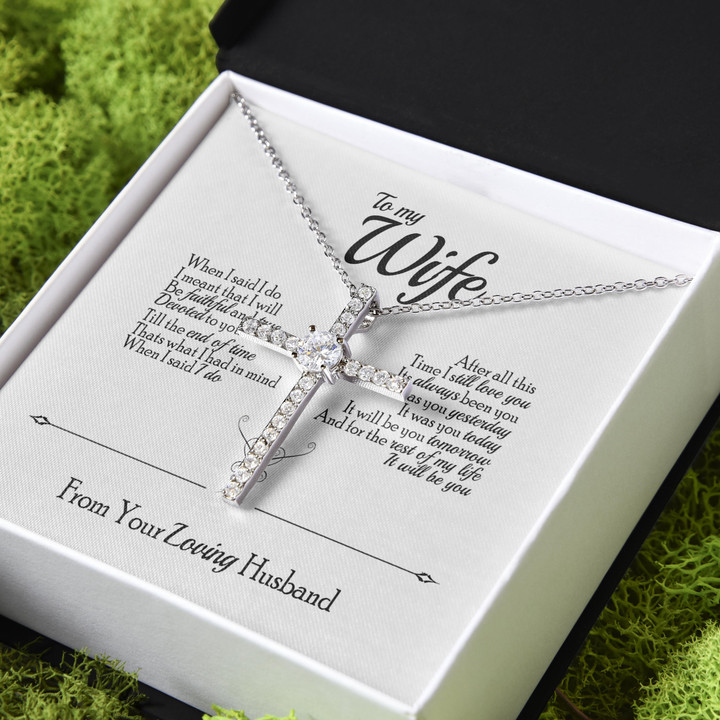 Gift For Wife After All This Time I Still Love You CZ Cross Necklace