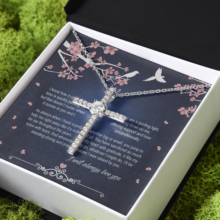 Gift For Mom I Will Always Love You CZ Cross Necklace