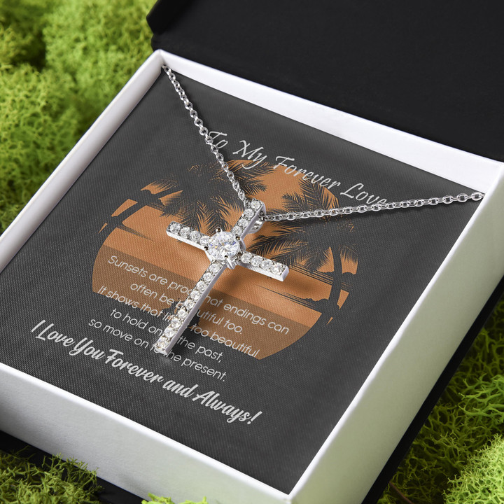 Gift For Her My Forever I Love CZ Cross Necklace