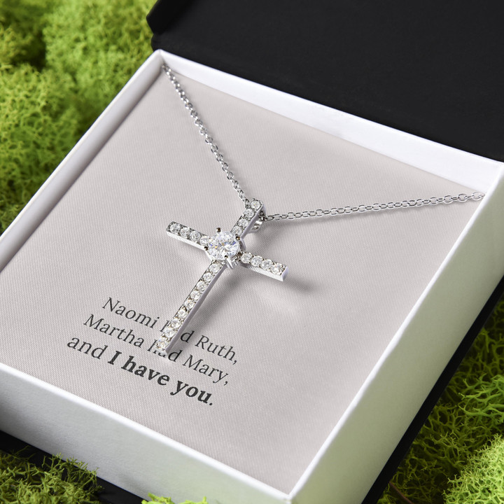 Gift For Her Like Naomi And Ruth Martha And Mary CZ Cross Necklace