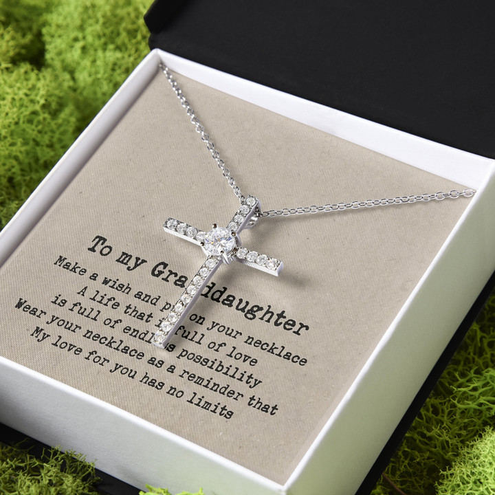 Gift For Granddaughter My Baby My Treasure CZ Cross Necklace