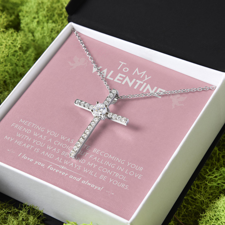 Falling In Love With You Gift For Wife CZ Cross Necklace