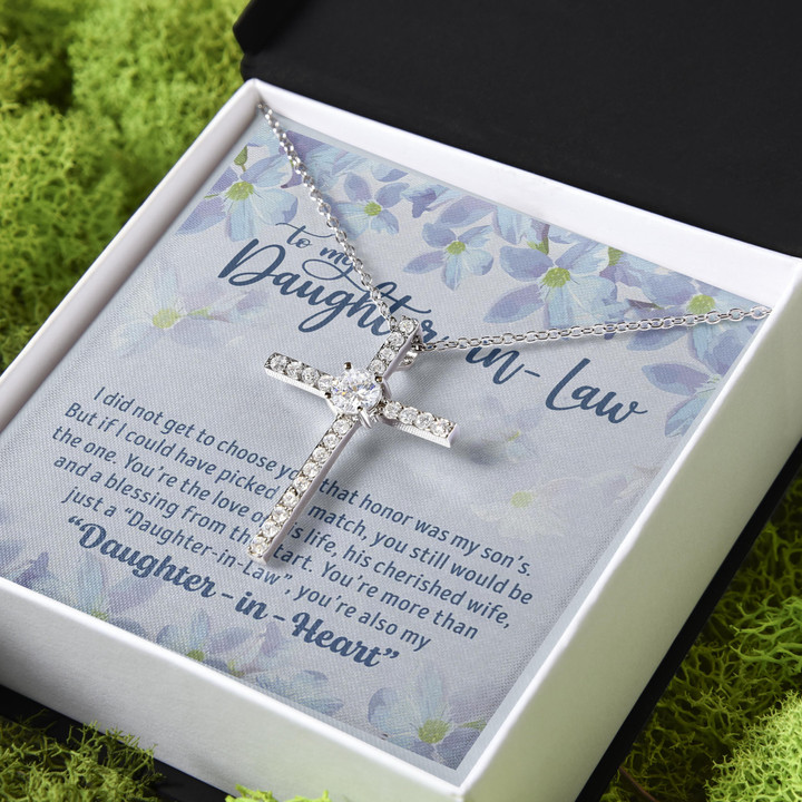 Daughter In Love Gift For Daughter In Law CZ Cross Necklace