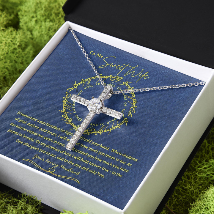 Always Here For You Gift For Wife CZ Cross Necklace