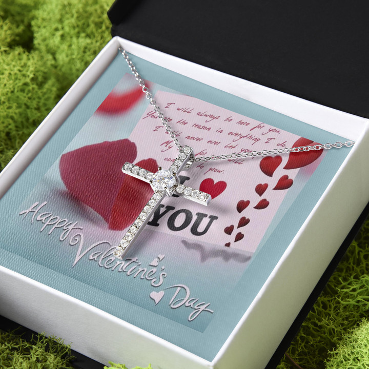 Always Be Here For You Valentine's Day Gift For Her CZ Cross Necklace