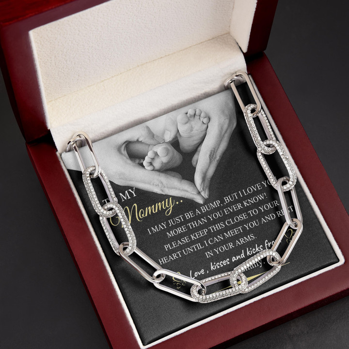 Tummy Gift For Mom Mommy Keep This Close To Your Heart Forever Linked Necklace