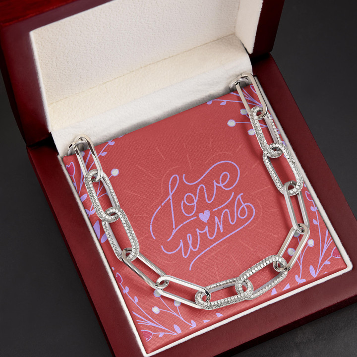 Love Wins Red Background Unique Style Gift For Friend Forever Linked Necklace