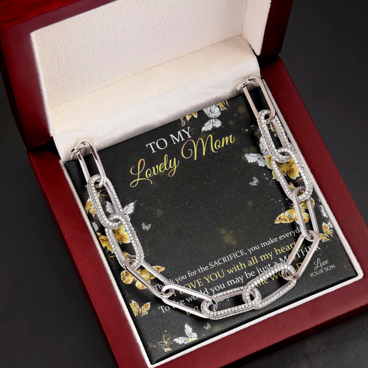 I Love You With All My Heart Gift For Mom From Son Forever Linked Necklace