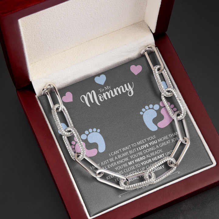 I Can't Wait To Meet You Tummy Gift For Mom To Be Forever Linked Necklace