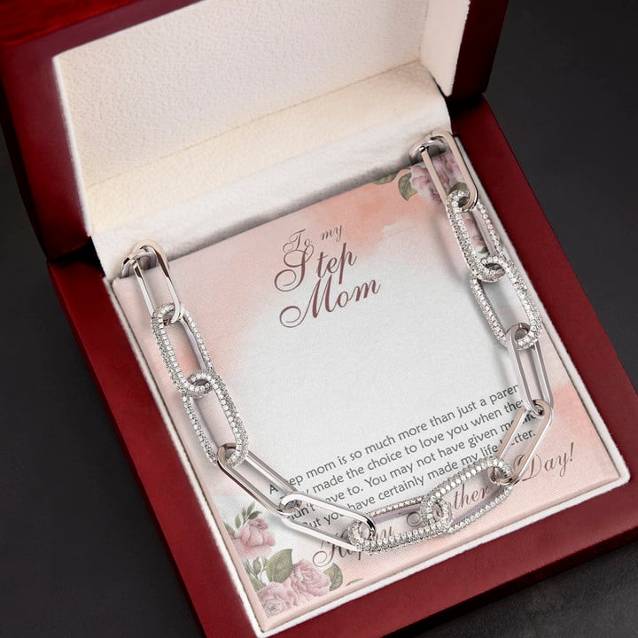 Gift For Mom Step Mom Love You Always Forever Linked Necklace