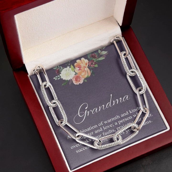 Gift For Grandma A Person Who Overlooks Your Faults Praises Your Ever Forever Linked Necklace