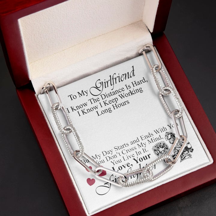 Firefighter Gift For Girlfriend You Live In It Forever Linked Necklace
