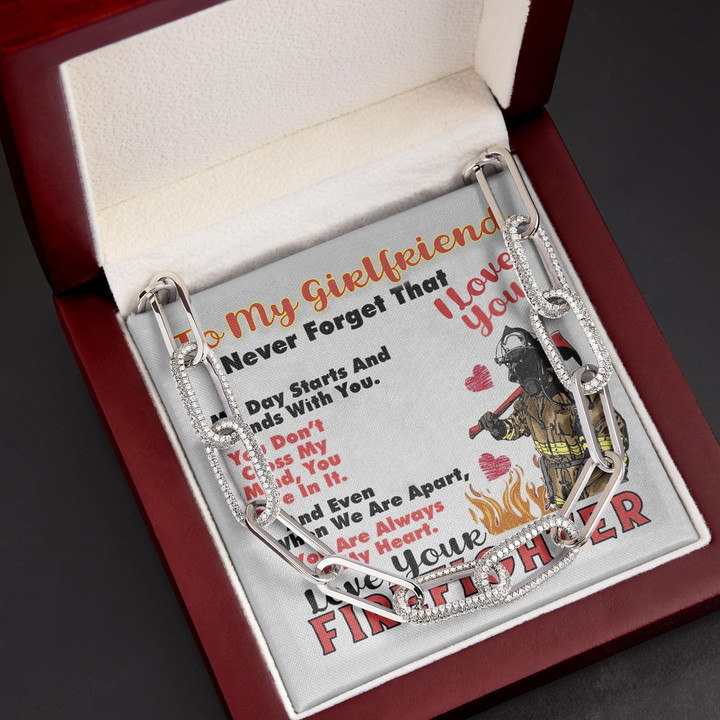 Firefighter Gift For Girlfriend Never Forget That I Love You Forever Linked Necklace