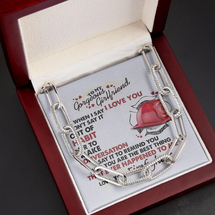 Firefighter Gift For Girlfriend I Love You Forever Linked Necklace