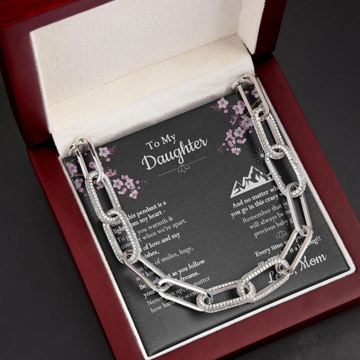 Cherry Blossom Never Give Up Gift For Daughter Forever Linked Necklace