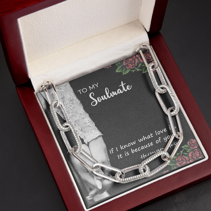 Because Of You Gift For Her My Soulmate Forever Linked Necklace