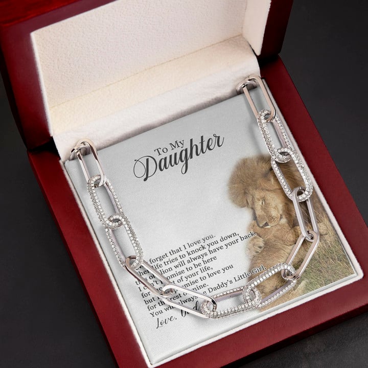 Always Be Daddy's Little Girl Lion Gift For Daughter Forever Linked Necklace