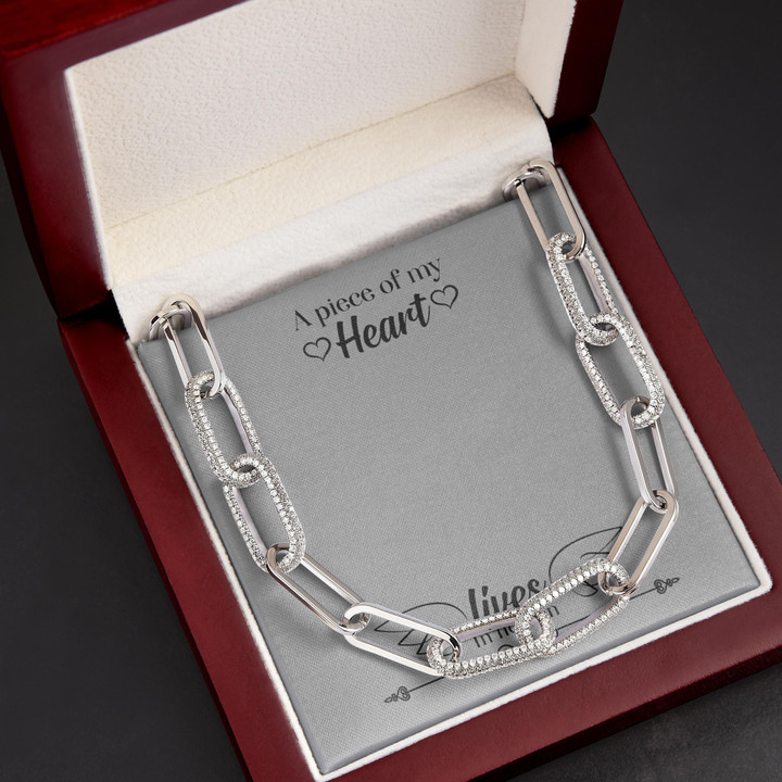 A Piece Of My Heart Lives In Heaven Memorial Gift Forever Linked Necklace