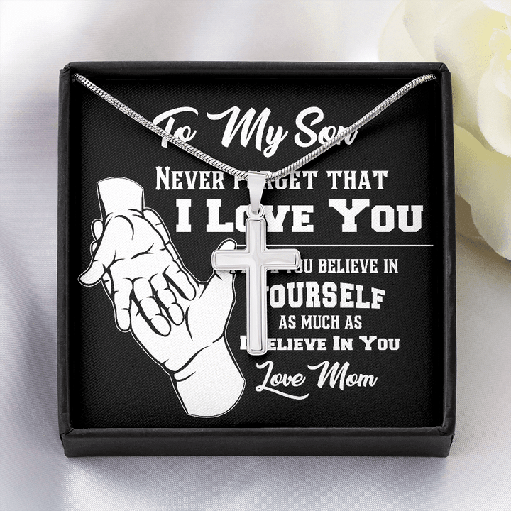 Mom Gift For Son Never Forget That I Love You Cross Necklace