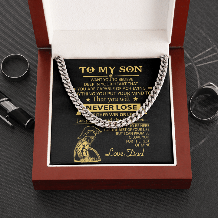 You'll Never Lose Gift For Son Cuban Link Chain Necklace