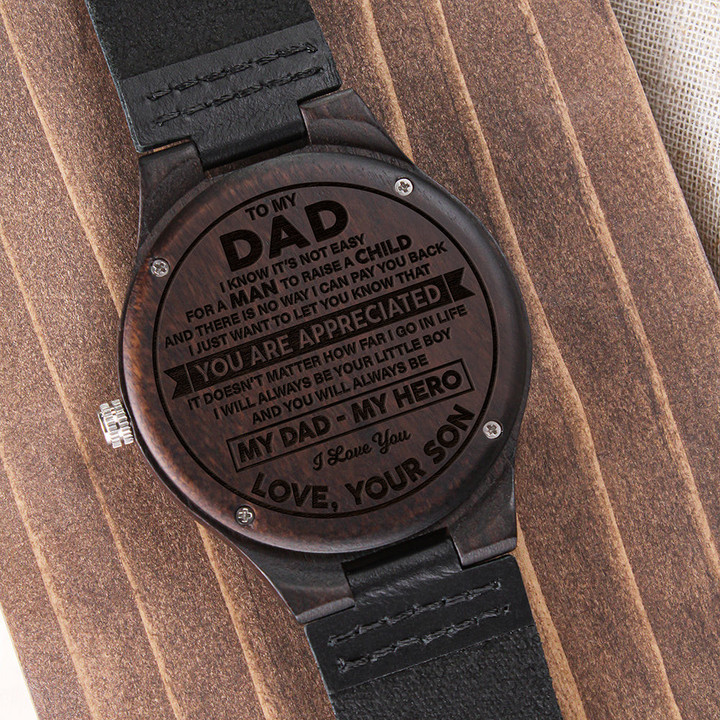 Gift For Dad I Know It's Not Easy For a Man To Raise A Child Engraved Wooden Watch