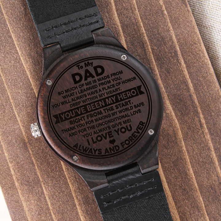 Gift For Dad So Much Of Me Is Made From I Learn From You Engraved Wooden Watch