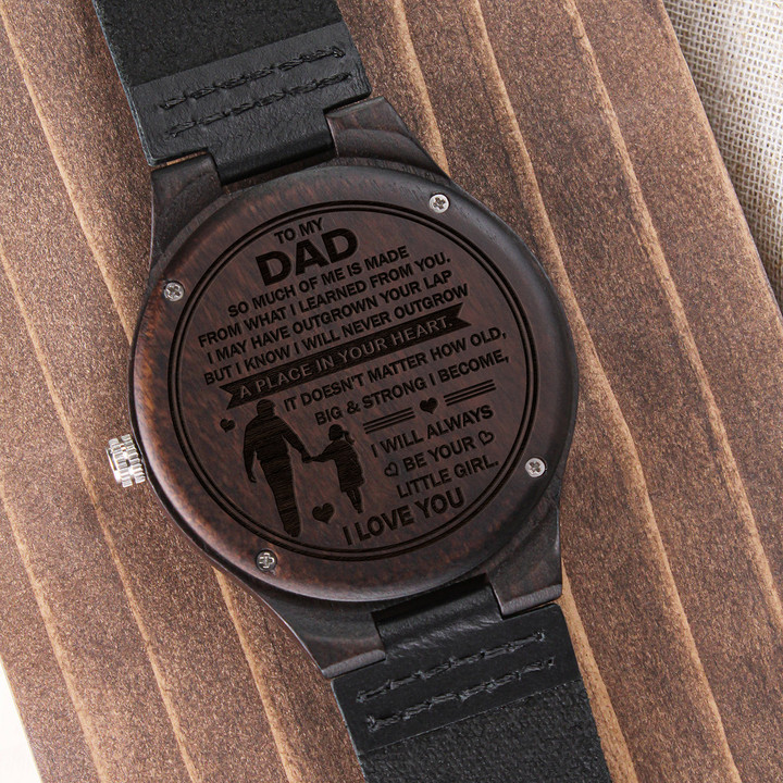 Gift For Dad A Place In Your Heart Engraved Wooden Watch