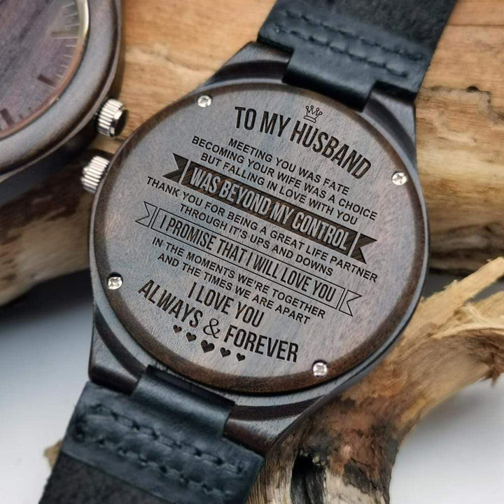 Gift For Husband I Promise That I Will Love You Engraved Wooden Watch