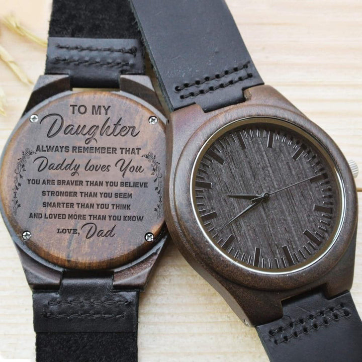 Gift For Daughter Always Rememver That Dad Always Loves You Engraved Wooden Watch