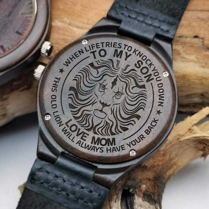 Gift For Son When Life Tries To Knock You Down Engraved Wooden Watch