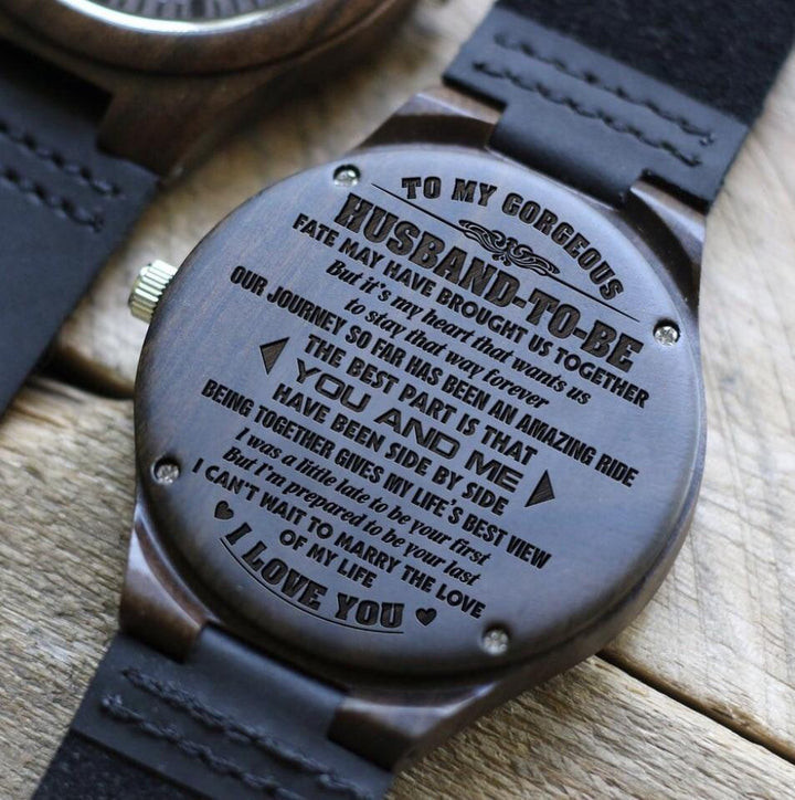 Gift For Husband You And Me Have Been Side By Side Engraved Wooden Watch