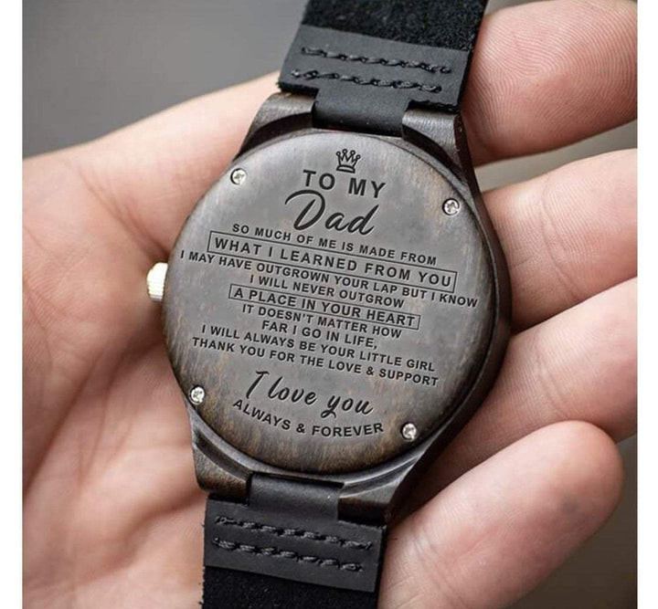 Gift For Dad I Will Always Be Your Little Girl Engraved Wooden Watch