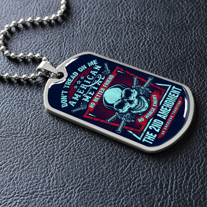 American Metal Don't Tread On Me Dog Tag Necklace