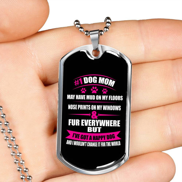 Gift For Mom Pink Letters May Have Mud On My Floors Dog Tag Necklace