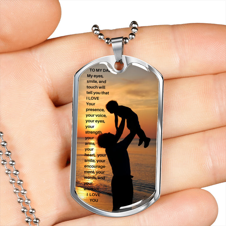 Gift For Dad I Love You Presence Your Voice Dog Tag Necklace