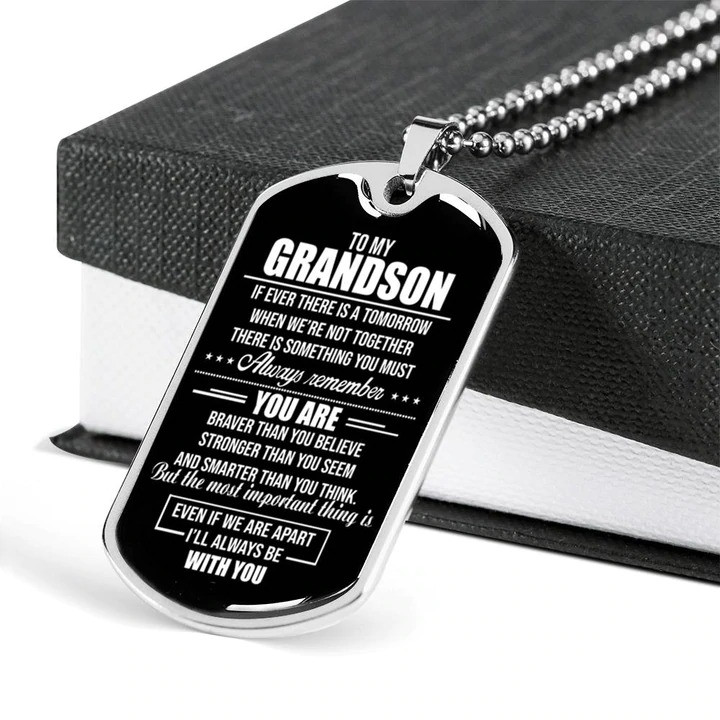 Gift For Grandson You Are Braver Than You Believe Dog Tag Necklace
