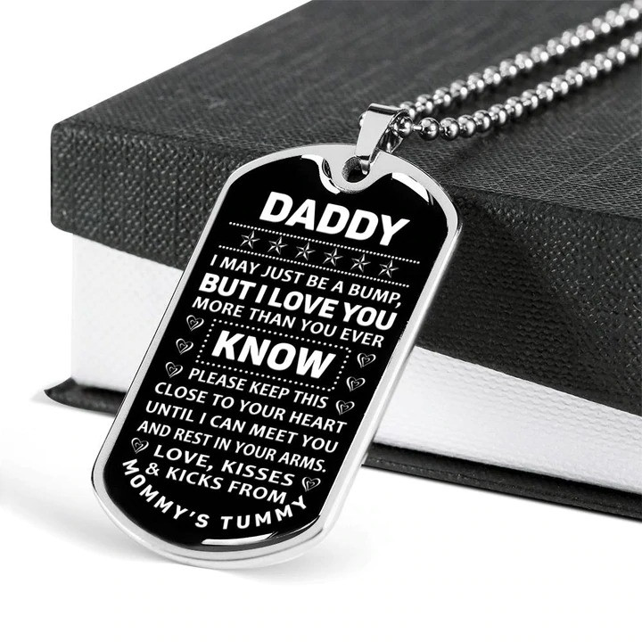 Gift For Dad I May Just Be A Bump But I Love You Dog Tag Necklace