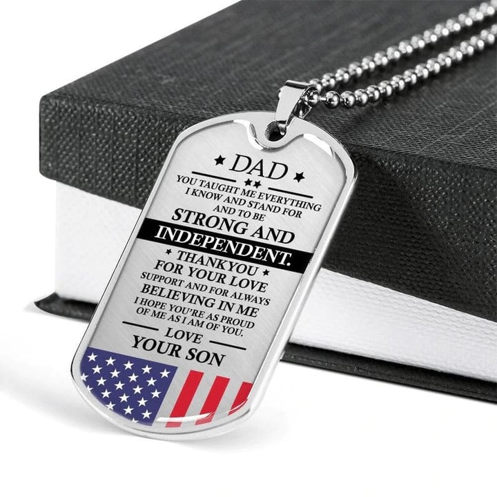 Gift For Dad Strong And Independent Thank You For Your Love Dog Tag Necklace
