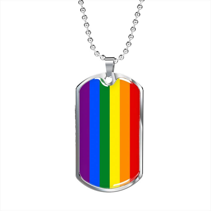 Lovely Unique Rainbow Flag Color Dog Tag Necklace