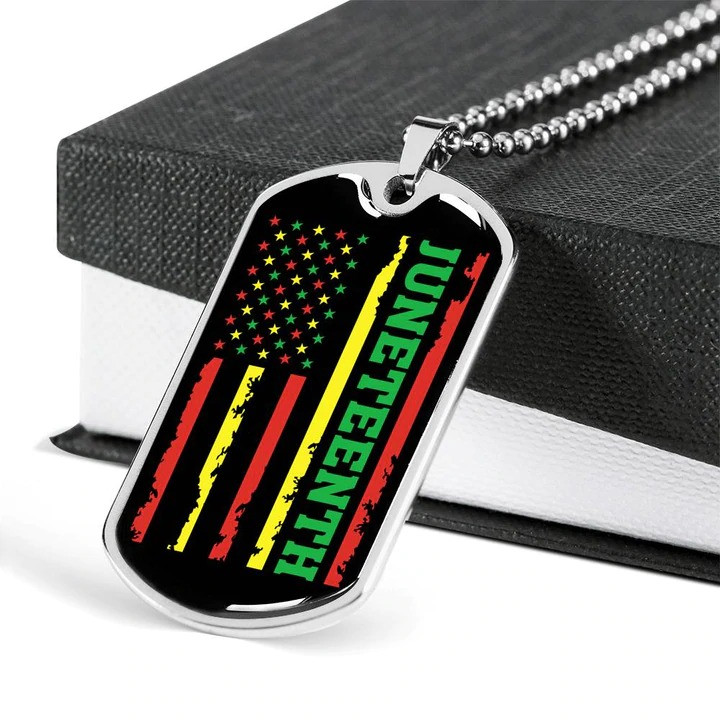 Cool Bright Color Juneteenth Flag Dog Tag Necklace