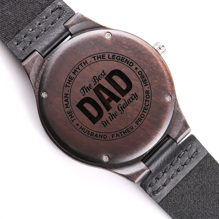 Father's Day Gift For Dad The Best Dad In The Galaxy Engraved Wooden Watch
