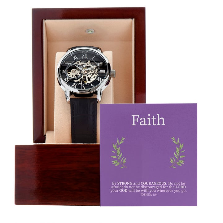 Be Strong And Courage Do Not Afraid Gift For Man Openwork Watch