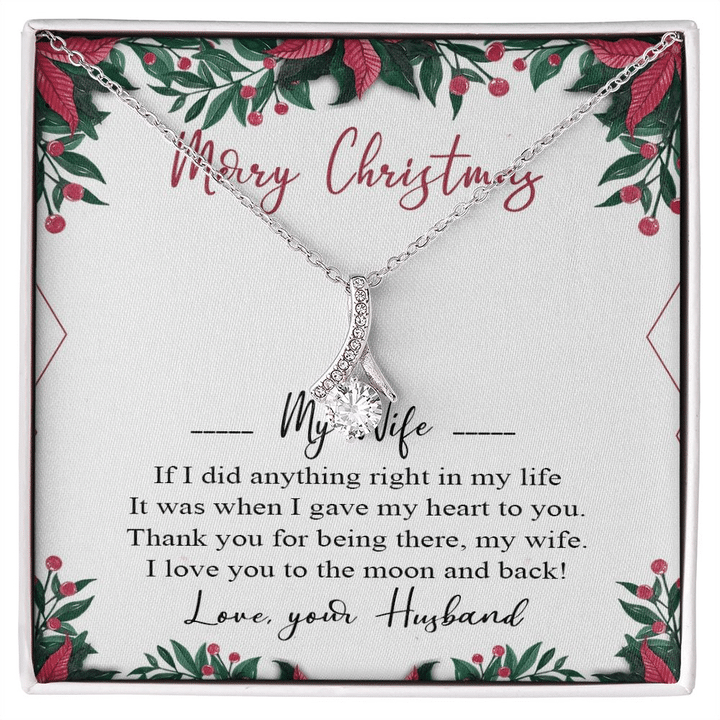 MERRY CHRISTMAS ALLURING HEART NECKLACE GIFT FOR WIFE THANK FOR BEING THERE