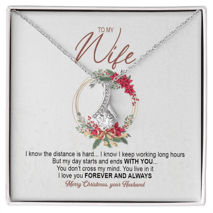 GIFT FOR WIFE MERRY CHRISTMAS YOU LIVE IN IT ALLUNING NECKLACE WITH MESSAGE CARD