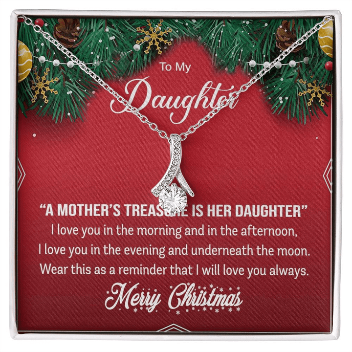 GIFT FOR DAUGHTER A MOTHER'S TREASURE MERRY CHRISTMAS ALLUNING NECKLACE