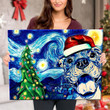 Starry Christmas Night with Pitbull - Canvas