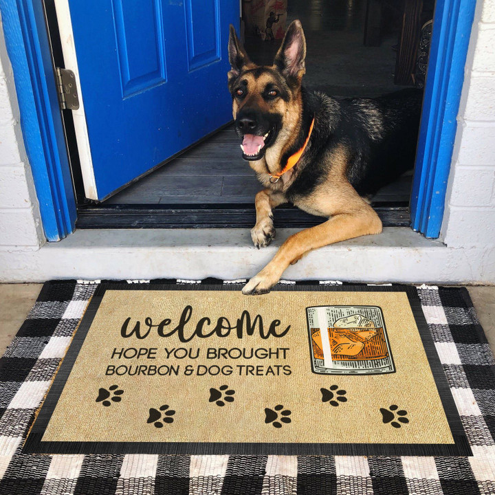 Welcome, hope you brought bourbon & dog treats - Doormat