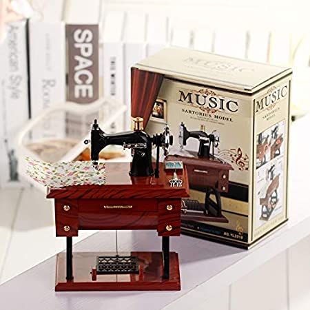 Wood Mini Sewing Machine Music Box_H