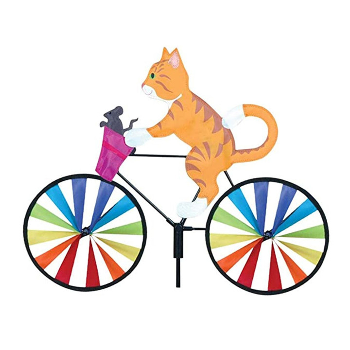 Orange Cat Bicycle Wind Spinner